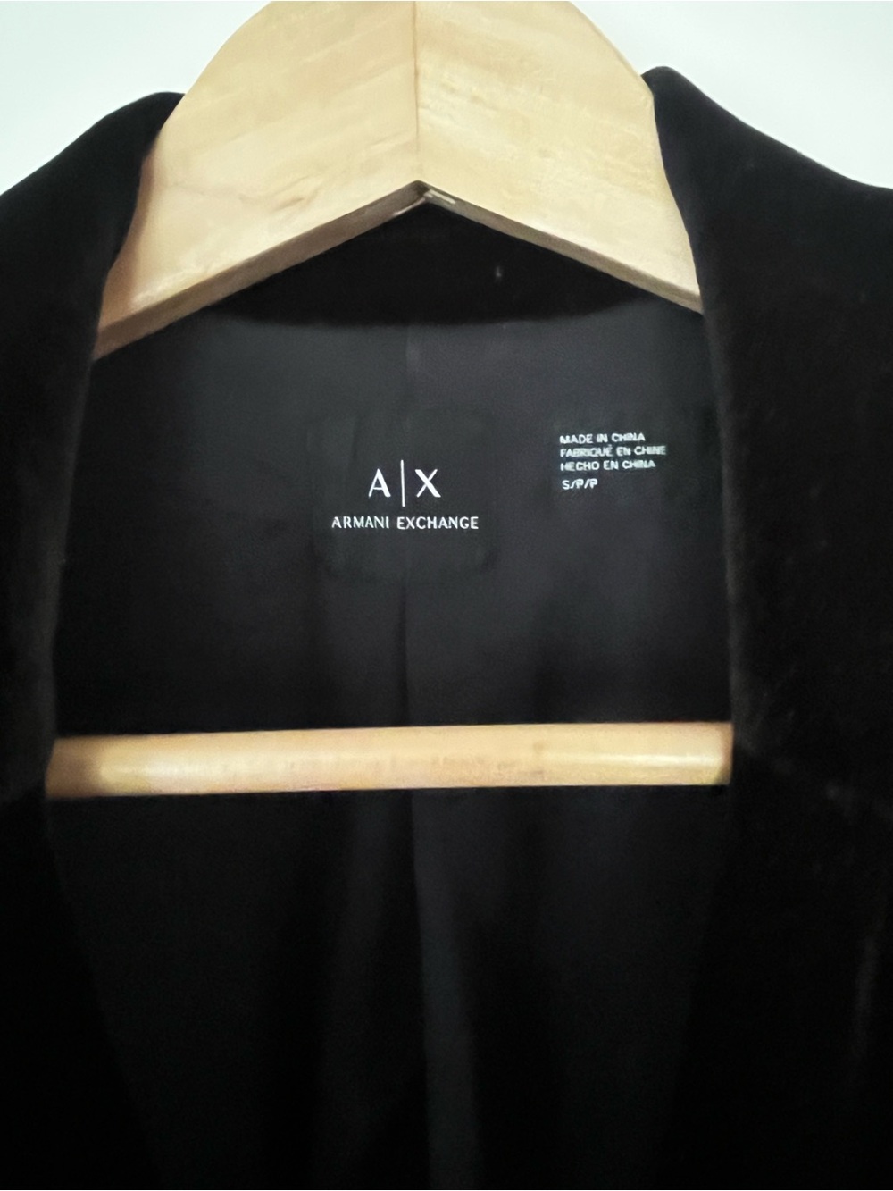 Armani Exchange Black Velvet Blazer with Notch Lapel - Picture 2 of 6